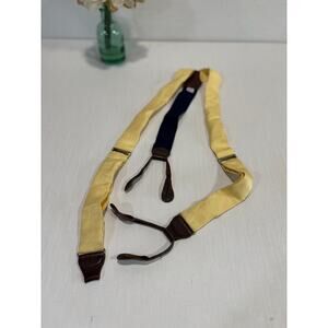 Soft yellow 100% silk suspenders light paisley pattern